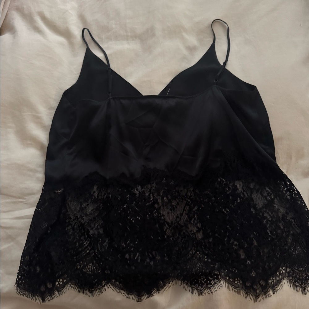 L'AGENCE Black Cami with Lace Detail